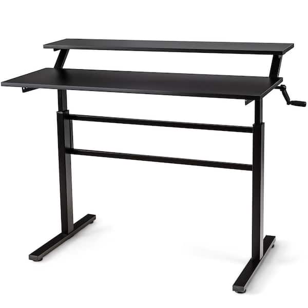 Costway 47 in. Black Adjustable Sit to Stand Workstation with