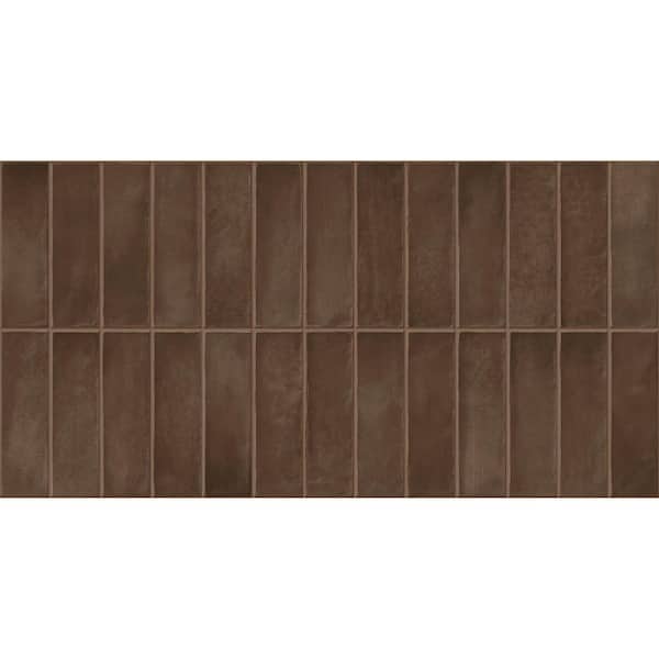 Spanish Artis Brown 12 in. x 24 in. Glazed Porcelain Wall Tile (5-Pcs, 10.76 sq. ft./Case)