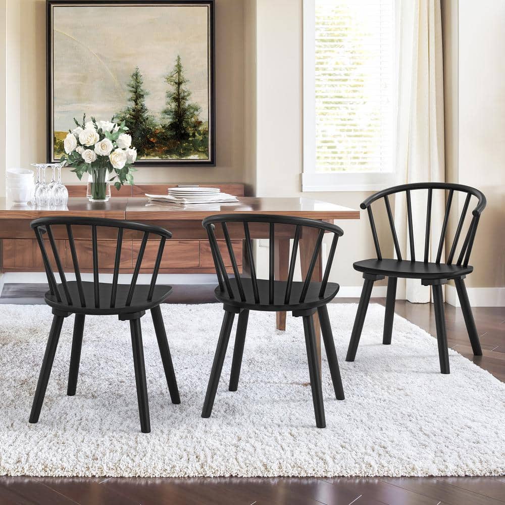 LUE BONA Winson Black Solid Wood Talia Dining Chair Windsor Back