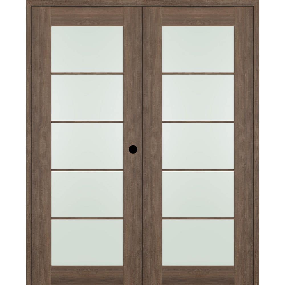 Avon 5 Lite N 60 in. x 96 in. Left Active 5-Lite Frosted Glass Pecan Nutwood Wood Composite Double Prehung French Door price history on PriceWatchPro
