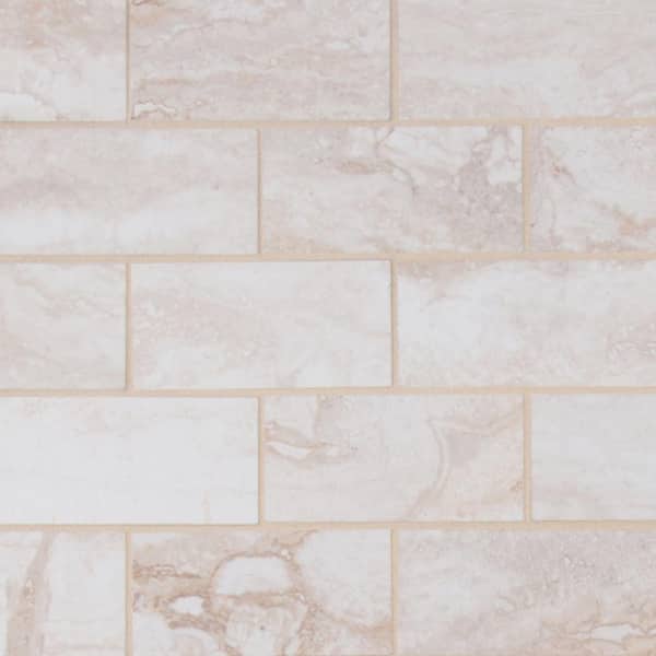 MSI Take Home Tile Sample - Pietra Bernini Bianco 4 in. x 4 in. Polished Porcelain Mosaic Tile