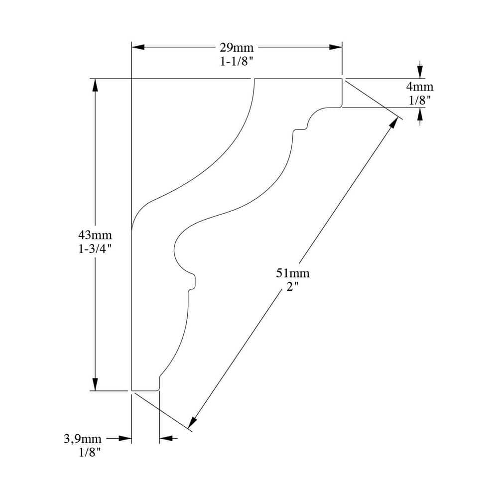 Primed White Polystyrene Crown Moulding 78" Length