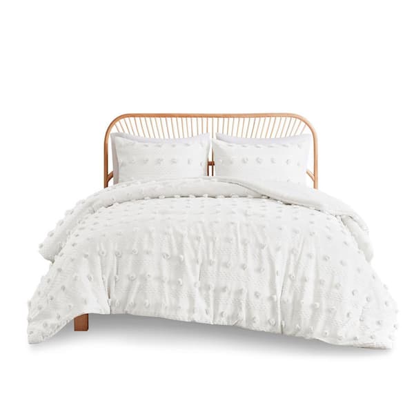 3-Pieces Ivory Clip Polyester Jacquard Comforter Set, Twin