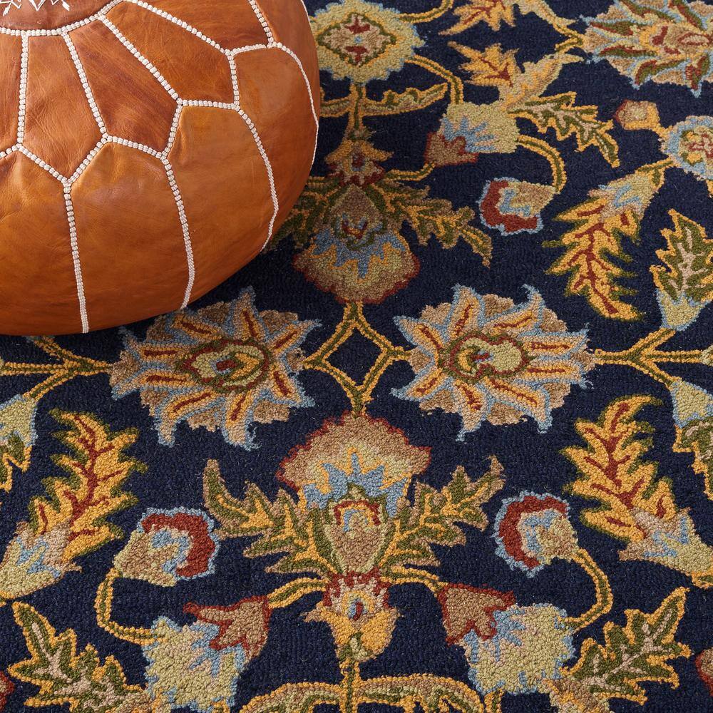 Handmade Navy Tufted Wool Runner Rug 27" x 8"