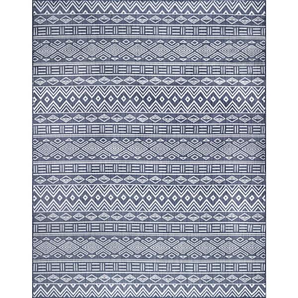 Eco Moroccan Navy 5 ft. x 8 ft. Indoor/Outdoor Area Rug