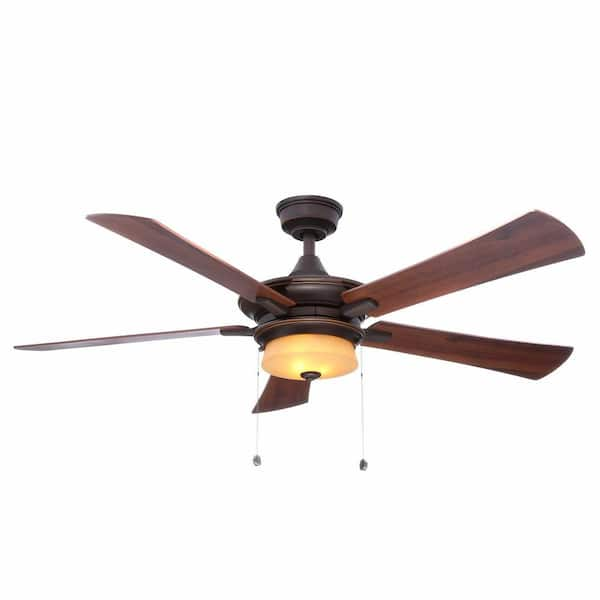 Hampton Bay Winthrop 52 in. Indoor Rustic Bronze Ceiling Fan with Light ...