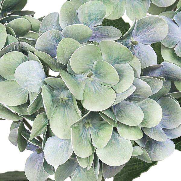 LIVING LUXURY 18 in. Mint Blue Natural Touch Artificial Hydrangea