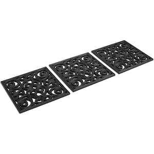 12 in. x 12 in. Black Rubber Tile Step Stone (Set of 3)
