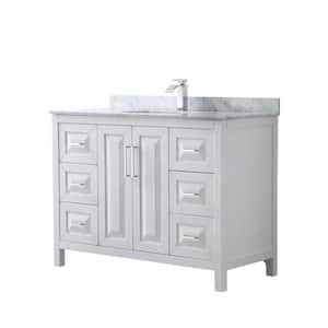 Daria 48 in. Single Bathroom Vanity in White with Marble Vanity Top in Carrara White with White Basin
