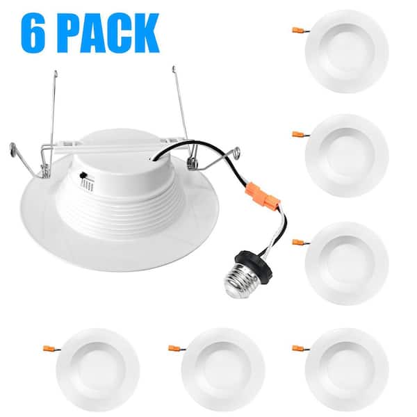 Bieuoram 6 in LED Recessed Lights Retrofit with E26 Adaptor, High Output 75-Watt Equivalent 1050 Lumens (6-Pack)