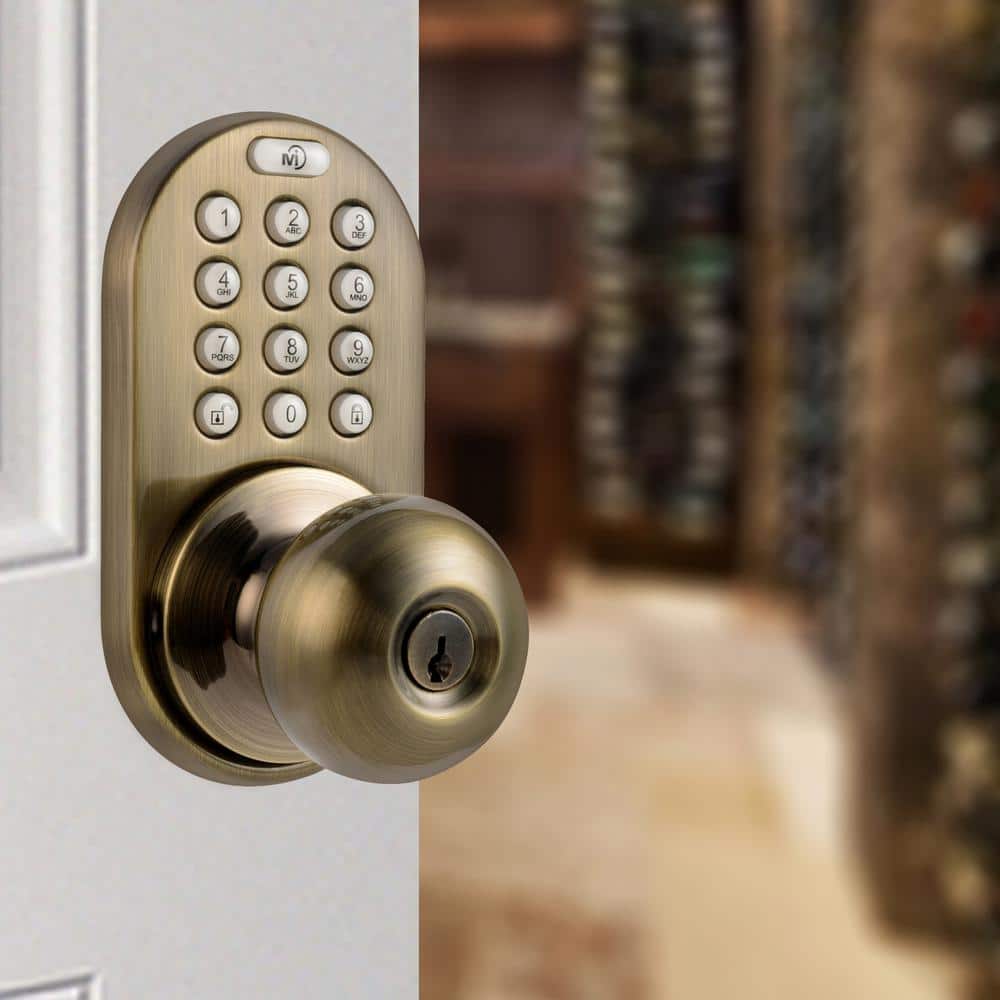 Antique Brass Electronic Keyless Entry Door Knob