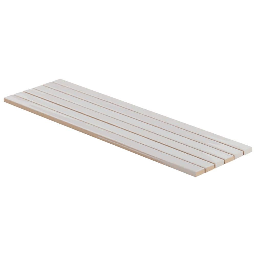 Blanco White Glossy Ceramic Elongated Subway Mosaic Wall Tile