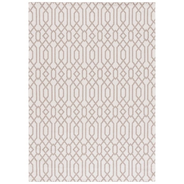 Martha Stewart 8 ft. x 10 ft. Taupe/Cream Monochrome Geometric Area Rug