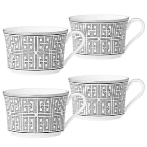 Infinity Graphite 7.5 fl. oz. (Gray) Bone China Tea Cups, (Set of 4)
