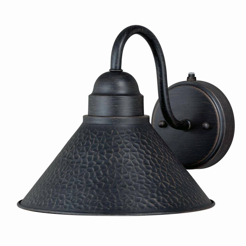 Outland 1-Light Dusk to Dawn Black Gold Farmhouse Barn Dome Outdoor Wall Lantern Sconce price history on PriceWatchPro