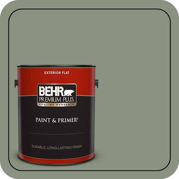 BEHR PREMIUM PLUS 1 gal. #N390-5 Eucalyptus Wreath Flat Exterior Paint & Primer