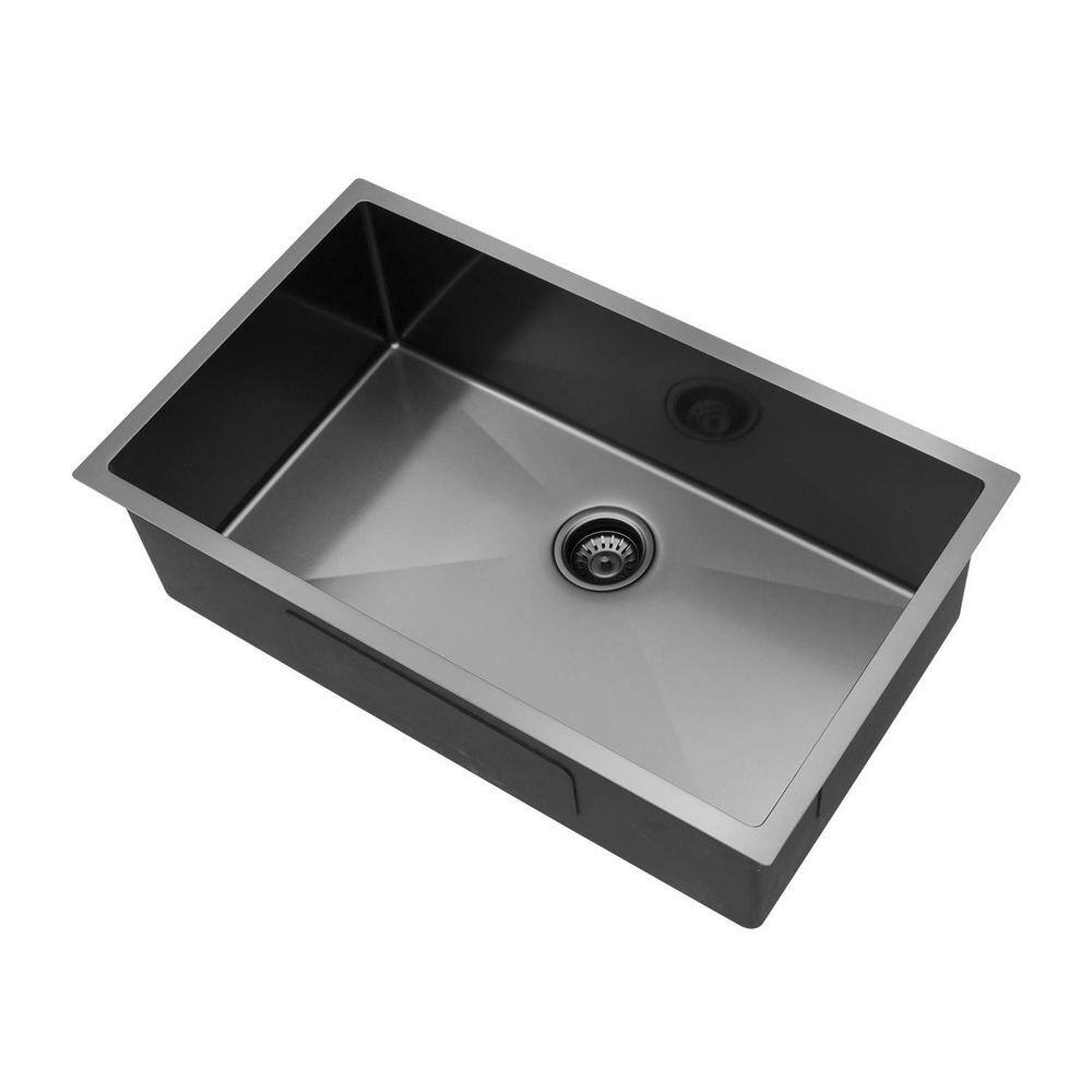 Stainless Steel 33 In Bar Prep Sink Gunmetal Black Single Bowl Undermount Kitchen Sink Sl Lub3319r1 The Home Depot