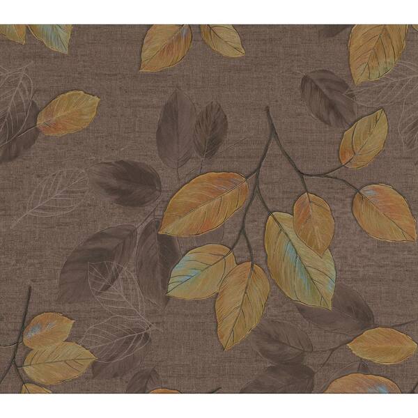 Advantage Dorado Brown Leaf Toss Vinyl Peelable Wallpaper (Covers 57.8 sq. ft.)