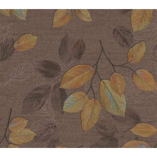 Advantage Dorado Brown Leaf Toss Brown Wallpaper Sample