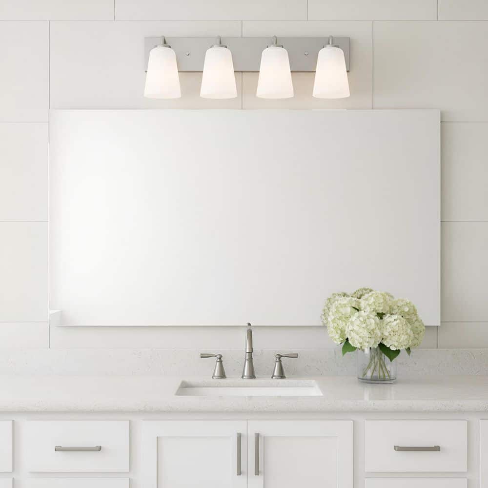 Miles 25 in. W x 8 in. H 4-Light Brushed Nickel Dimmable Extra Large Bathroom Vanity Light with No Bulbs Included price history on PriceWatchPro