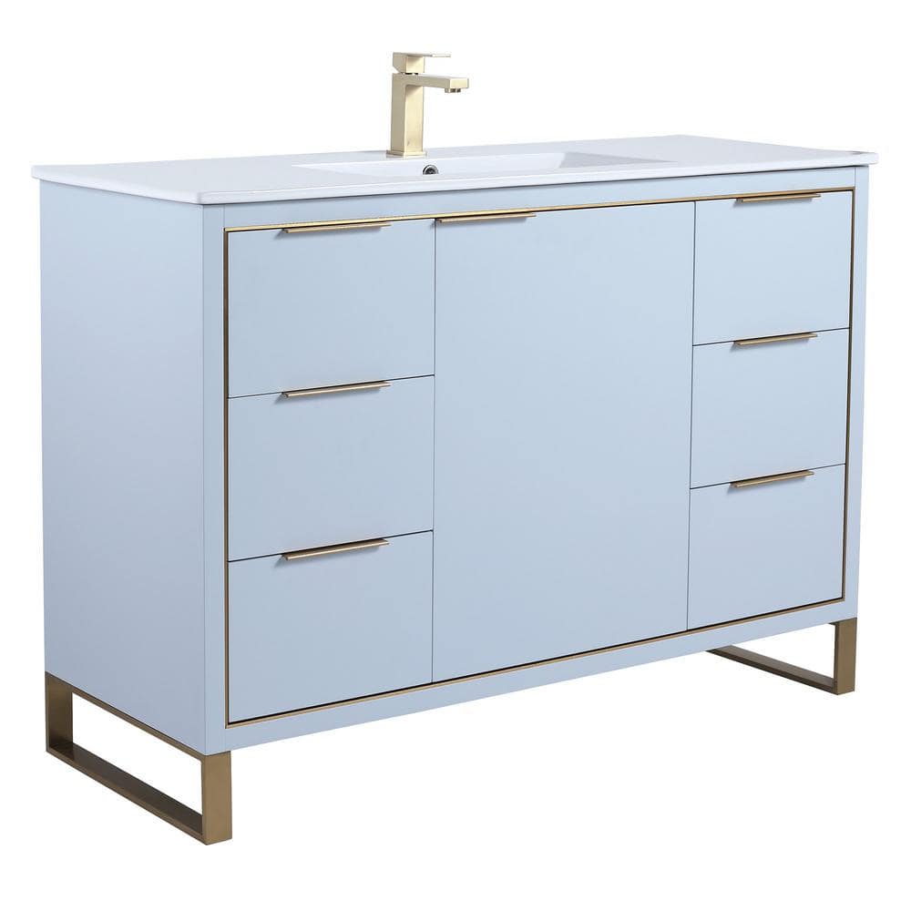 Opulence 48 in. W x 18 in. D x 33.5 in H. Bath Vanity in Pastel Blue with White Ceramic single sink Top price history on PriceWatchPro