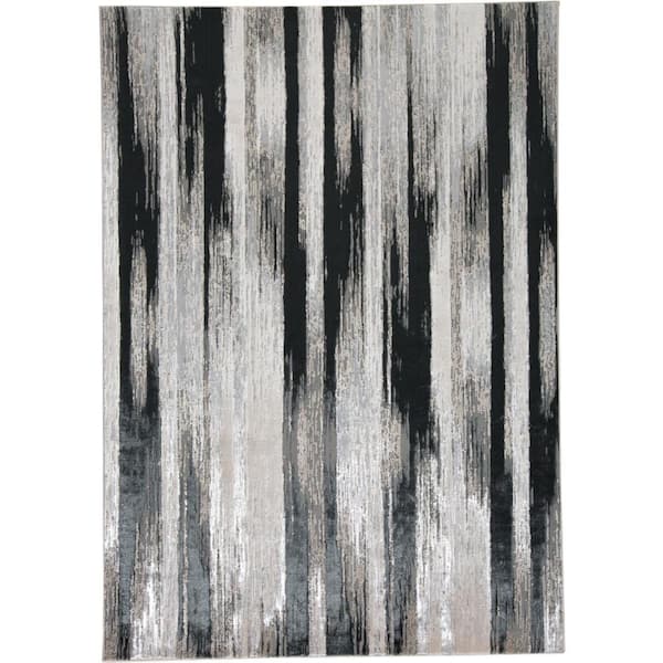 Weave & Wander Orin Black/Silver 8 ft. x 11 ft. Abstract Area Rug