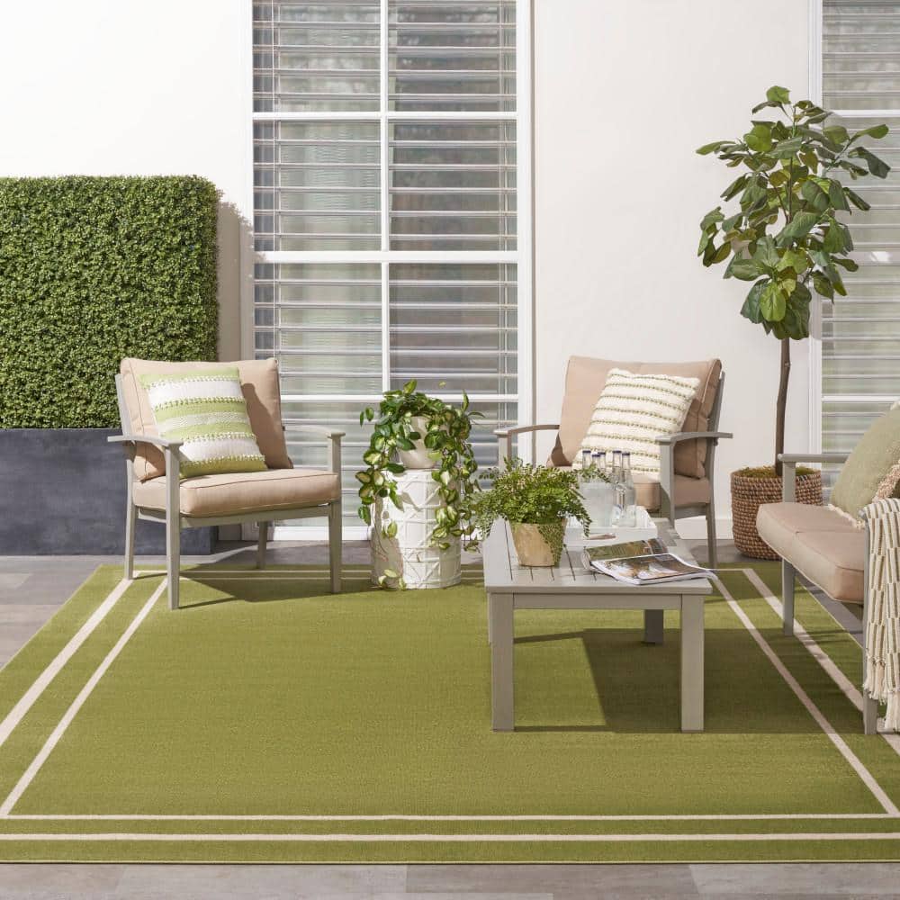 Green Ivory Reversible Synthetic 8x10 Area Rug