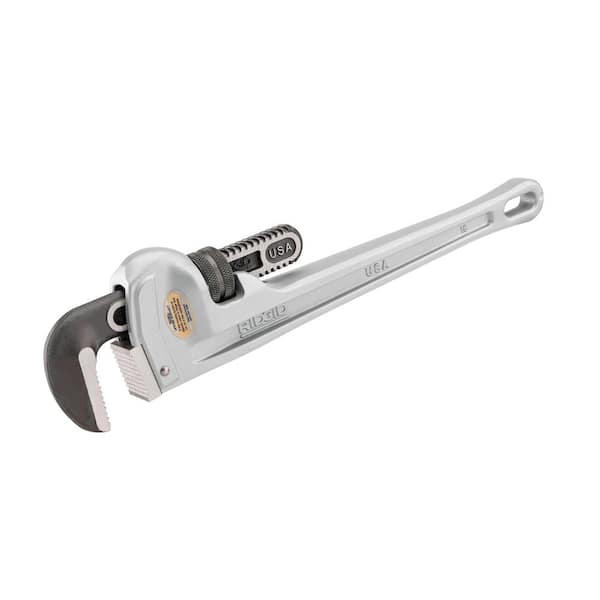 RIDGID 18 in. Aluminum Straight Pipe Wrench for Plumbing, Sturdy Plumbing Pipe Tool with Self Cleaning Threads and Hook Jaws