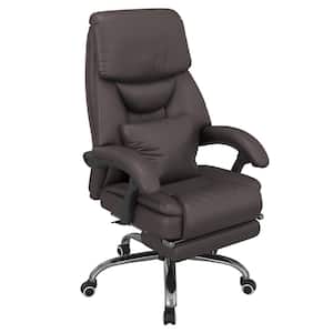 Dark Brown PU Leather Massage Chair with Lumbar Cushion Footrest Adjustable Height