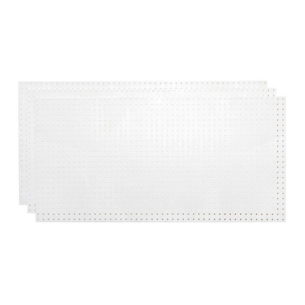 Handprint 1/4 in. x 2 ft. x 4 ft. White Plastic Pegboard Project Panel (3-Pack)