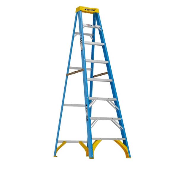 Werner 8 ft. Fiberglass Step Ladder (12 ft. Reach Height) with 250 lb. Load Capacity Type I Duty Rating