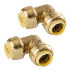 1/2 in. Brass 90-Degree Push-Fit Elbow Fitting (2-Pack)