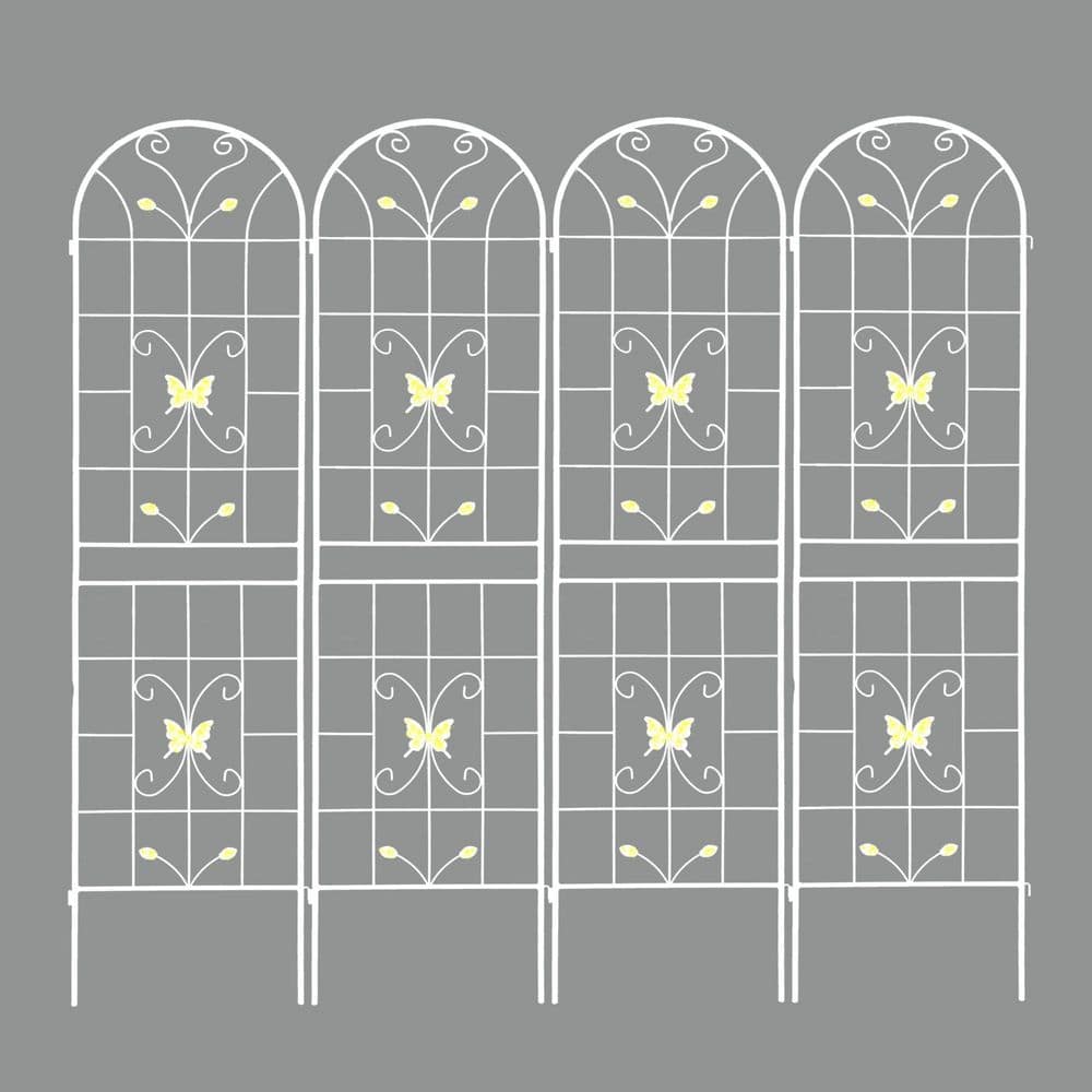 4 Pack 86.7 in H x 19.7 in W Rustproof Metal Garden Trellis, Outdoor Flower Support for Climbing Plants, White Butterfly price history on PriceWatchPro