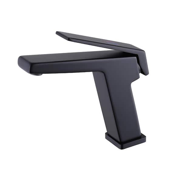 FLG Single Handle Single Hole Bathroom Faucet Brass Modern Bathroom Sink Basin Faucets in Matte Black