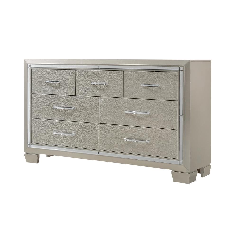 Platinum Glamour 63" Horizontal Dresser with Crystal Accents