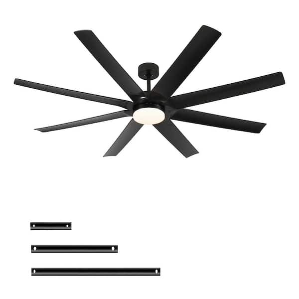 72 in. Indoor/Outdoor Large Industrial Black Ceiling Fan with light, Home or Commercial Fan for Porch Patios