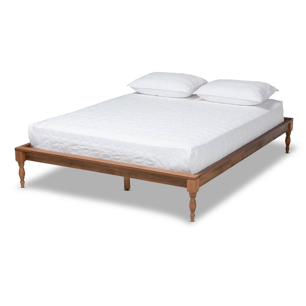 Brown Romy Ash walnut King Platform Bed Frame