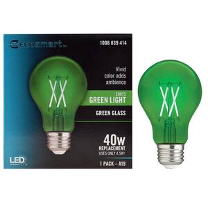 40-Watt Equivalent A19 Dimmable Filament Green Colored Glass LED Light Bulb (1-Pack)