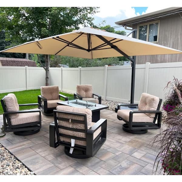10 ft. x 13 ft. Patio Umbrella Aluminum Large Cantilever Umbrella for Garden Deck Backyard Pool in Beige