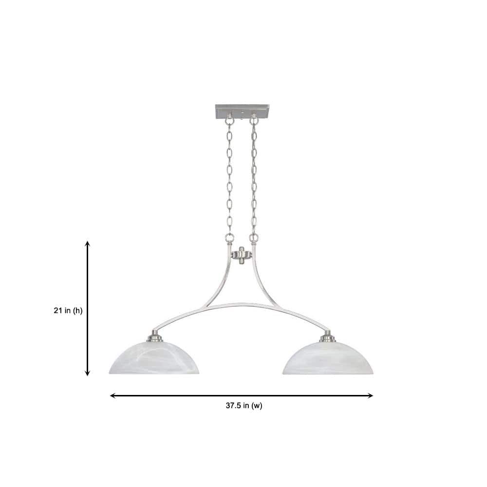 Bronze Glass 2-Light Island Pendant with Alabaster Shades