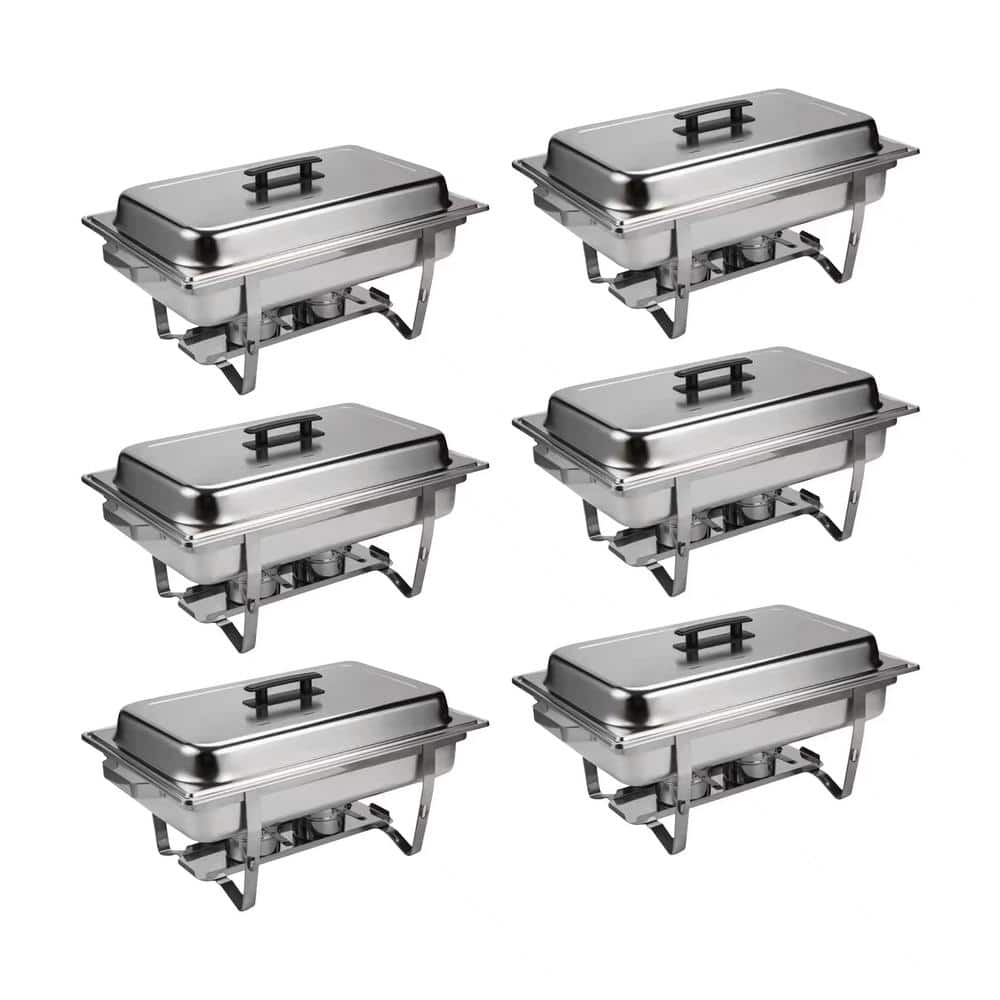 9 qt. Silver Stainless Steel Chafing Dish Set with Foldable Legs