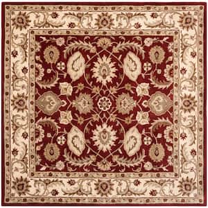Royalty Red/Ivory 7 ft. x 7 ft. Square Border Area Rug