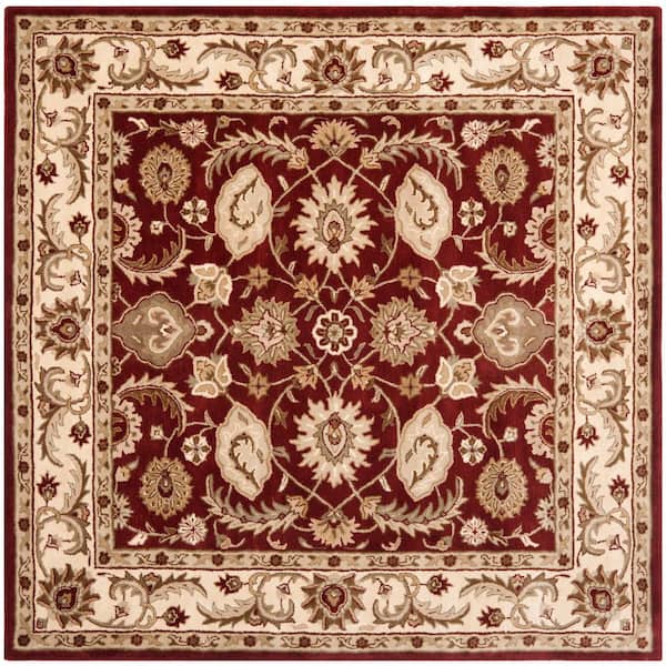 SAFAVIEH Royalty Red/Ivory 7 ft. x 7 ft. Square Border Area Rug