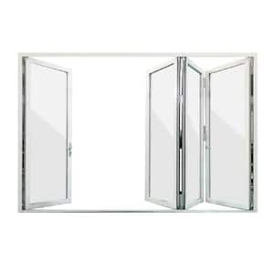 120 in. x 80 in. Right Swing/Outswing White Aluminum Folding Patio Door(1L3R)