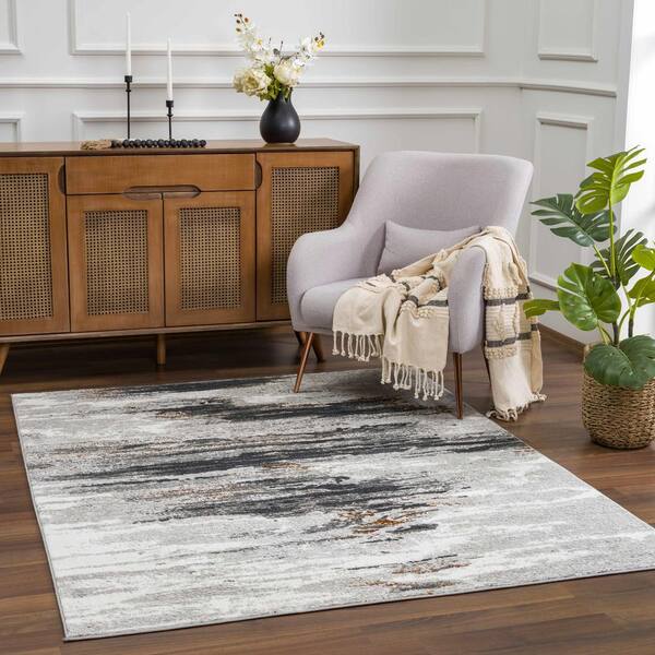 Hauteloom Liverpool Living Room, Bedroom Area Rug - Contemporary - Colorful - 5'3 x 7' - Black, Grey, Off White
