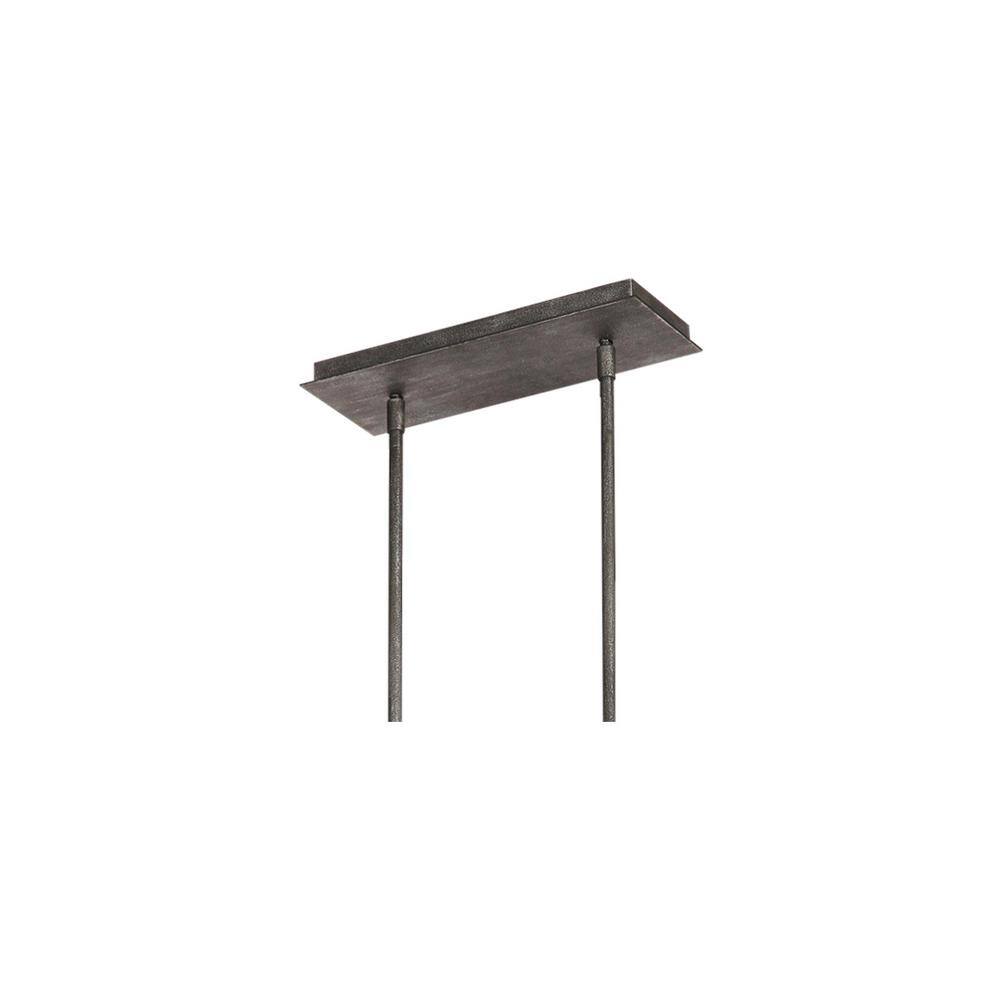 Rustic 8-Light Linear Chandelier in Distressed Weathered Oak and Slate Grey Metal