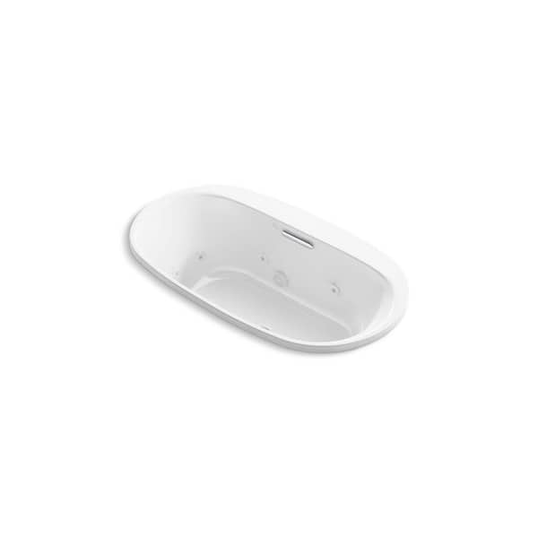 Underscore 66 in. x 36 in. Oval Whirlpool Bathtub with Center Drain in White