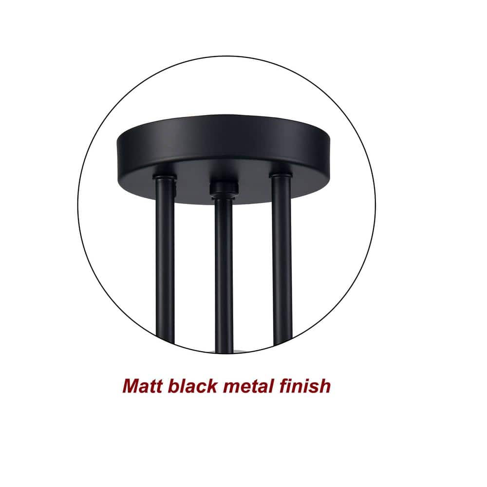 Opal Matte Black and White Glass Globe LED Semi-Flush Mount Light