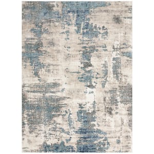 American Manor Ivory Blue 5 ft. x 7 ft. Abstract Contemporary Area Rug