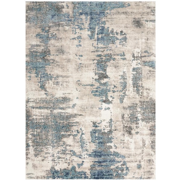 kathy ireland American Manor Ivory Blue 5 ft. x 7 ft. Abstract Contemporary Area Rug